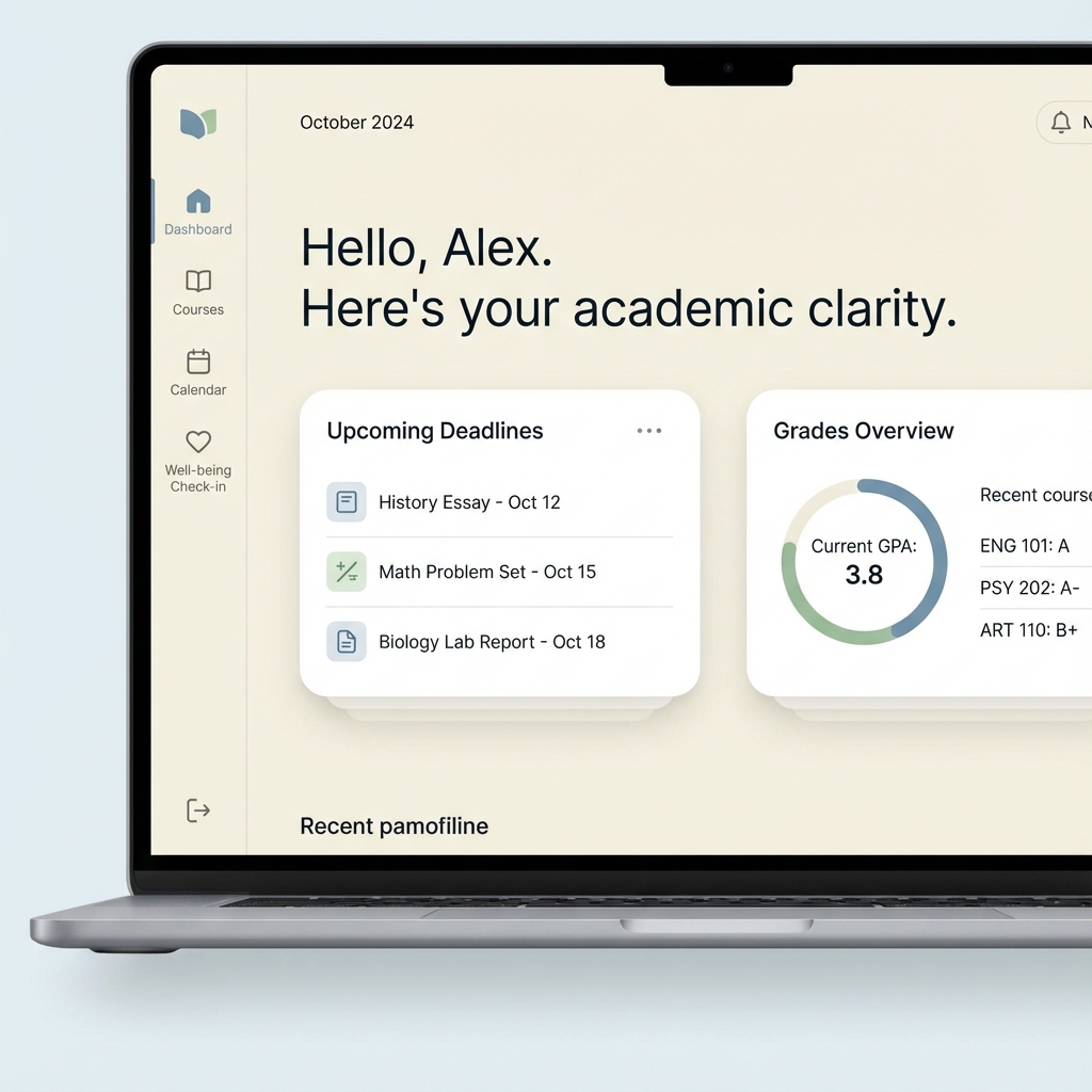 Streamlined student dashboard